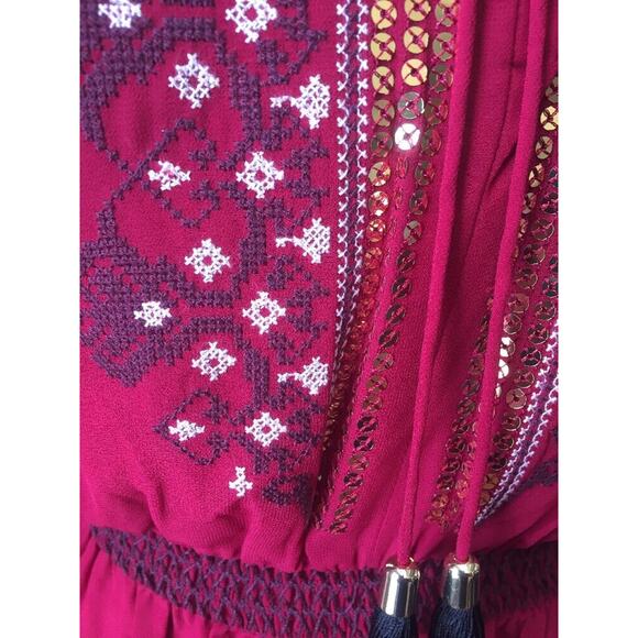 Altuzarra X Target Women's Red Ruby Gold Sequins Stitching Blouson Dress 4 - Picture 3 of 9